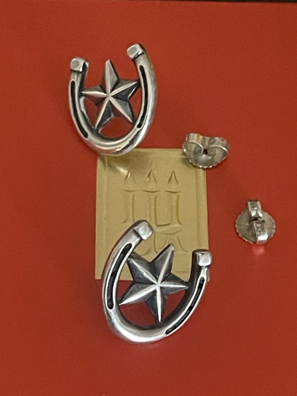 James Avery Silver Horseshoe with Lone Star Stud Earrings